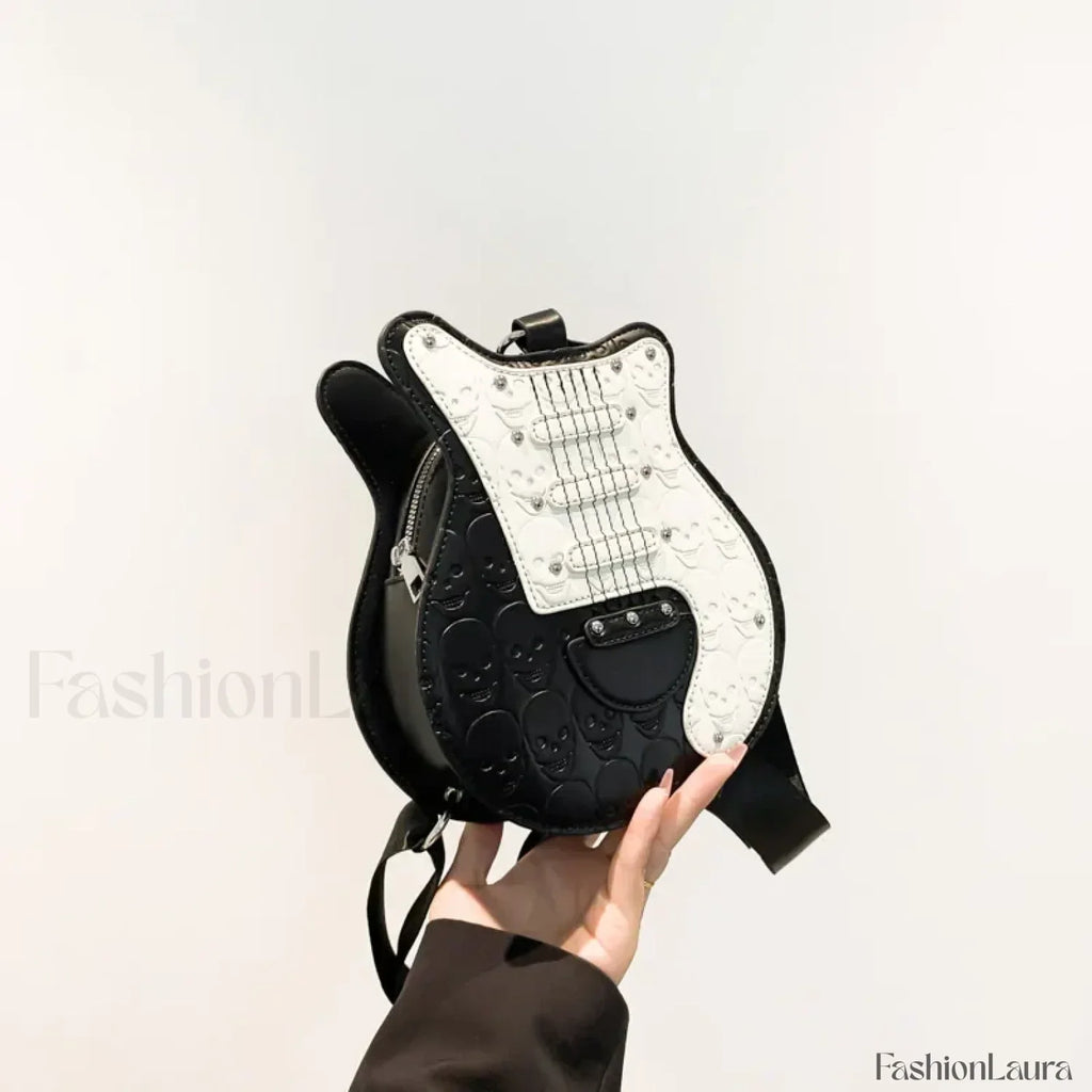 Guitar Crossbody Shape Halloween Trend 2024 Party Gothic Sling Shoulder Bag Black / (20cm
