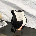 Guitar Crossbody Shape Halloween Trend 2024 Party Gothic Sling Shoulder Bag Black / (20cm