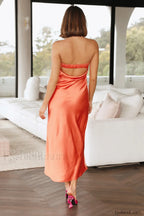 Half Open Back Charming Sleeveless Silky Dress