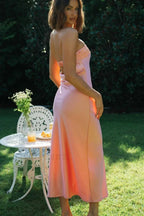 Half Open Back Charming Sleeveless Silky Dress