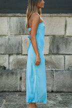 Half Open Back Charming Sleeveless Silky Dress