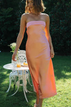 Half Open Back Charming Sleeveless Silky Dress