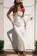 Half Open Back Charming Sleeveless Silky Dress