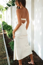 Half Open Back Charming Sleeveless Silky Dress