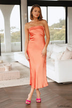 Half Open Back Charming Sleeveless Silky Dress