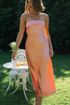 Half Open Back Charming Sleeveless Silky Dress