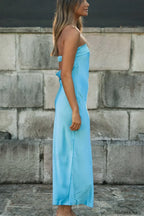 Half Open Back Charming Sleeveless Silky Dress