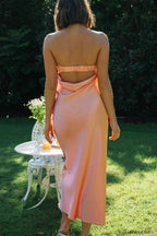 Half Open Back Charming Sleeveless Silky Dress