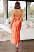 Half Open Back Charming Sleeveless Silky Dress