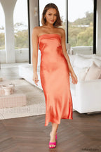 Half Open Back Charming Sleeveless Silky Dress S / 1#