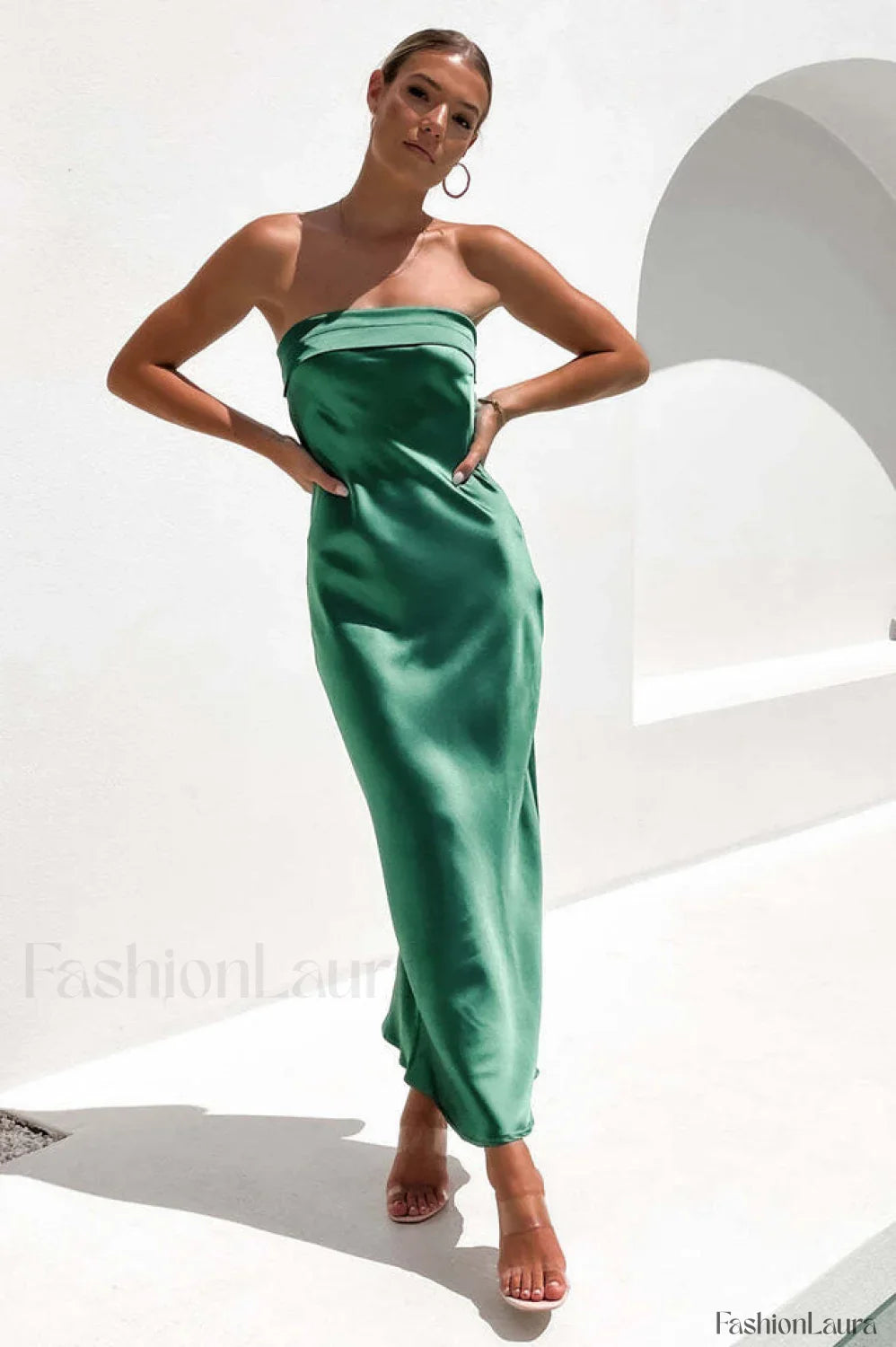 Half Open Back Charming Sleeveless Silky Dress S / 4#