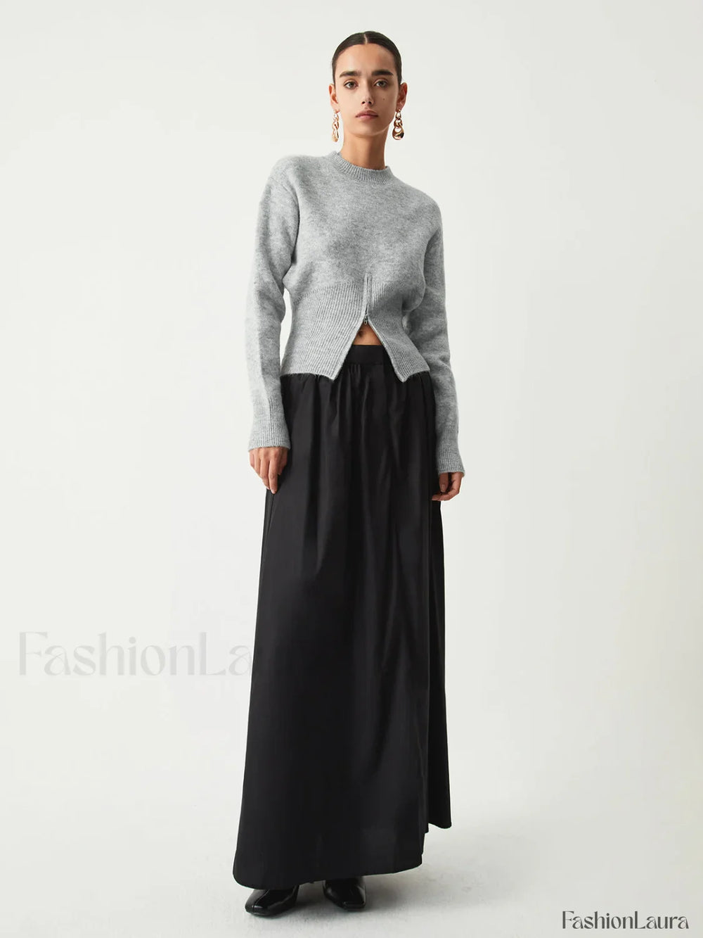 Half Zip Graceful Fuzzy Sweater Sweaters L