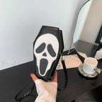 Halloween Novelty Coffin Shape Gothic Crossbody Phone Purse Bag Black