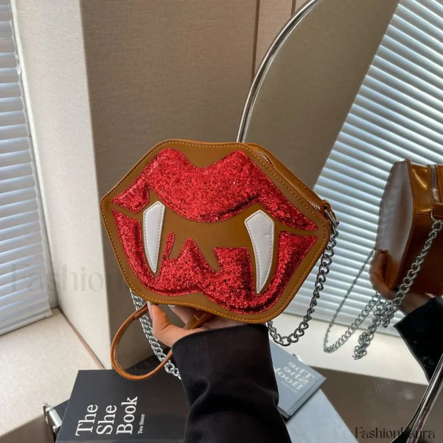 Halloween Sling Red Mouth Party Spooky Festa Bag Brown / (20cm