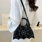 Halloween WingCreative Crossbody PU Leather Fashion Bat Women’s Novelty Bag Black