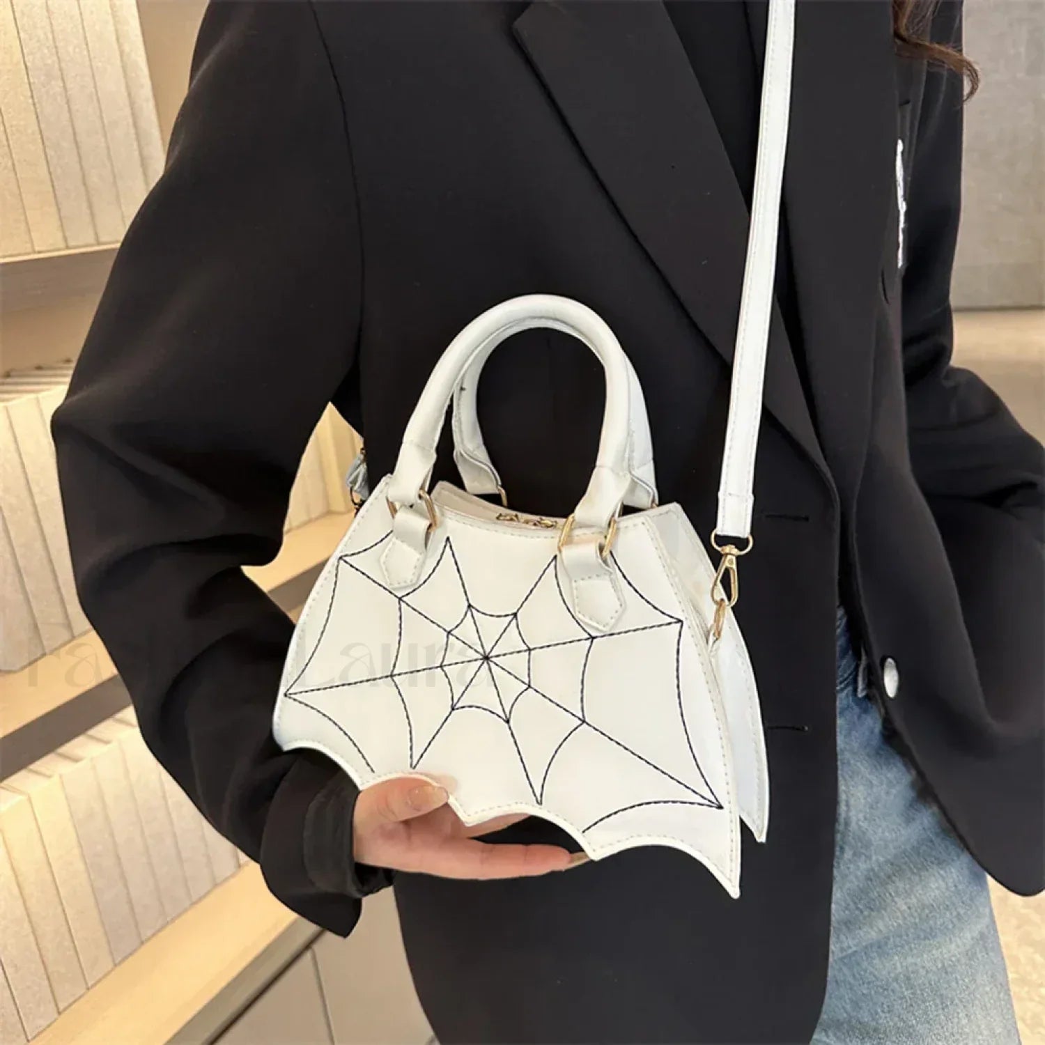 Halloween WingCreative Crossbody PU Leather Fashion Bat Women’s Novelty Bag Black