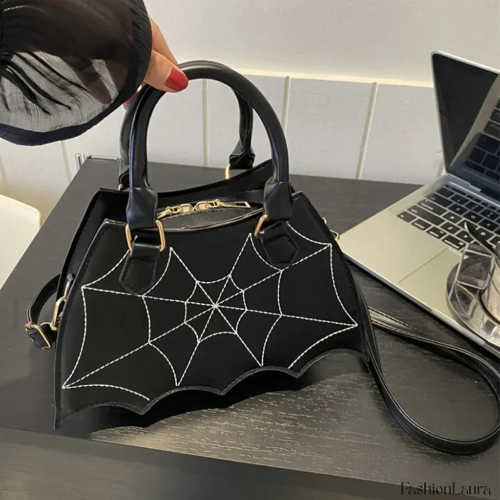 Halloween WingCreative Crossbody PU Leather Fashion Bat Women’s Novelty Bag Black