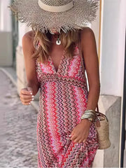Halter Backless Slit Boho Dress