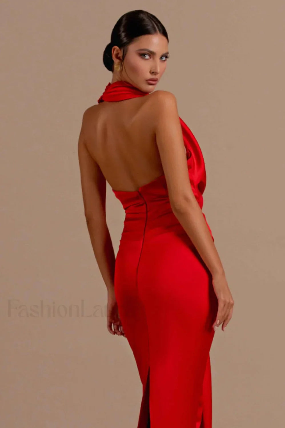 Halter Draped Stylish Mermaid Maxi Dress