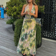 Halter High Waist Floral Dress