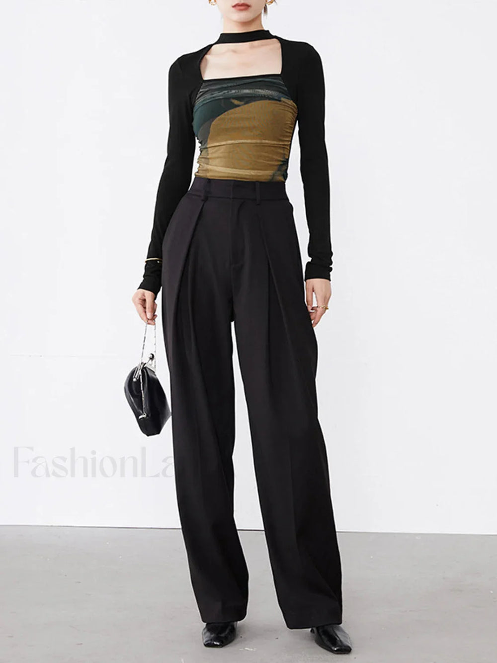 Halter Mesh Graceful Long Sleeve Shirt T Shirts