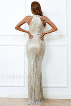 Halter Neck Sequin Charming Mermaid Prom Dress