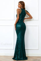 Halter Neck Sequin Charming Mermaid Prom Dress