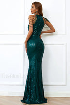 Halter Neck Sequin Charming Mermaid Prom Dress