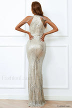 Halter Neck Sequin Charming Mermaid Prom Dress