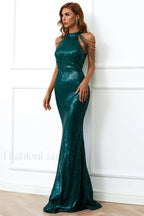 Halter Neck Sequin Charming Mermaid Prom Dress