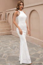 Halter Neck Sequin Charming Mermaid Prom Dress