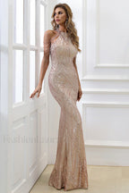 Halter Neck Sequin Charming Mermaid Prom Dress
