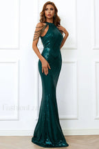 Halter Neck Sequin Charming Mermaid Prom Dress