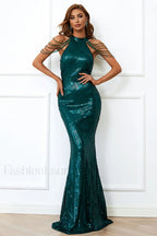 Halter Neck Sequin Charming Mermaid Prom Dress XS / Dark Green