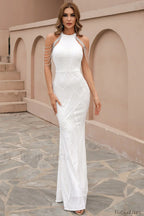 Halter Neck Sequin Charming Mermaid Prom Dress XS / White