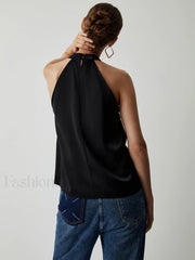 Halter Satin Graceful Tank Top Tank Tops & Camis
