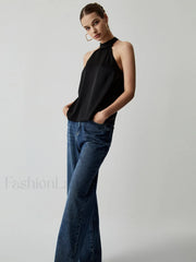 Halter Satin Graceful Tank Top Tank Tops & Camis