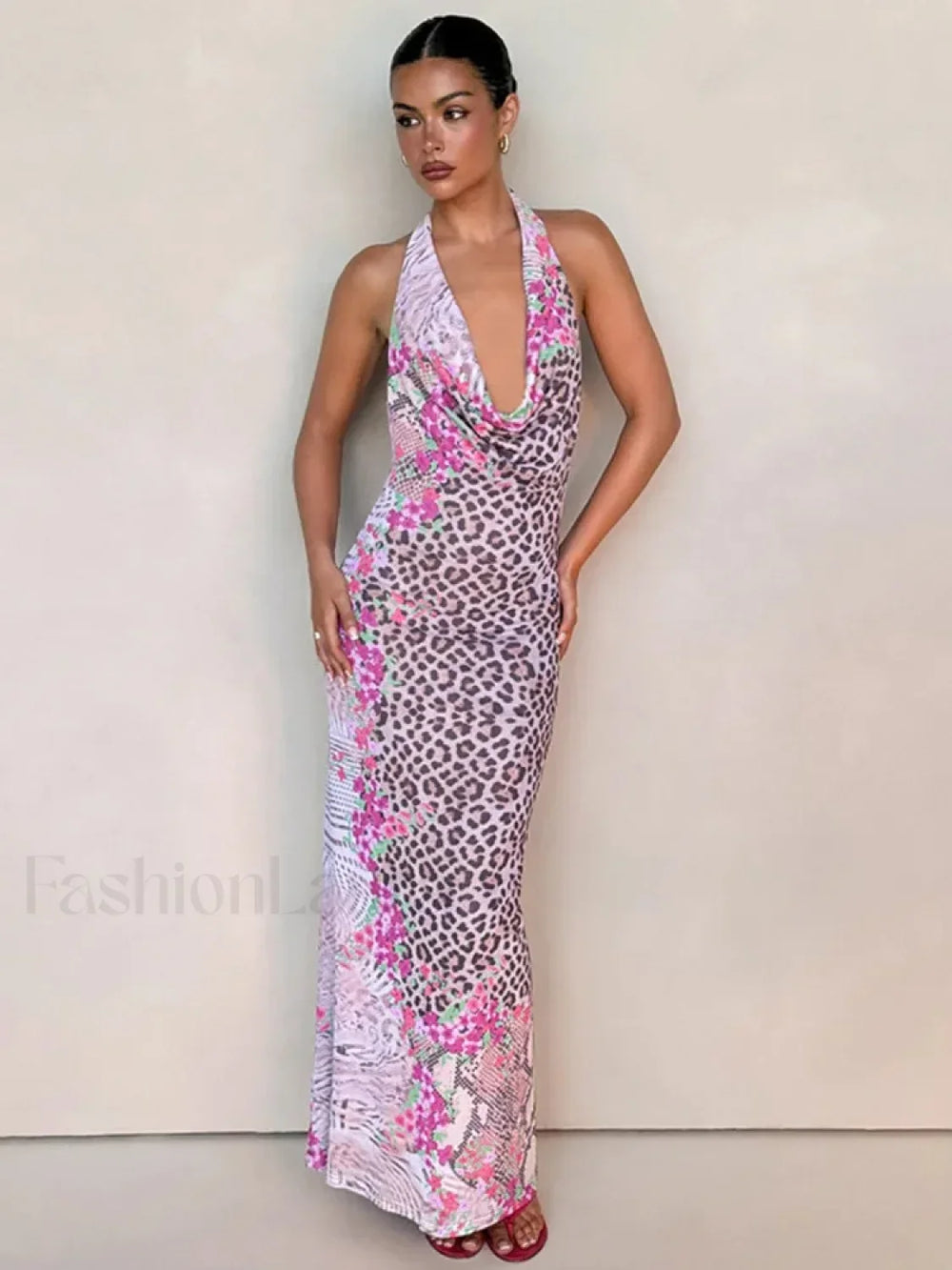 Halter Sleeveless Floral Dress