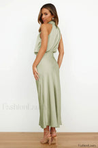 Halter Sleeveless Stylish Satin Bridesmaid Dress