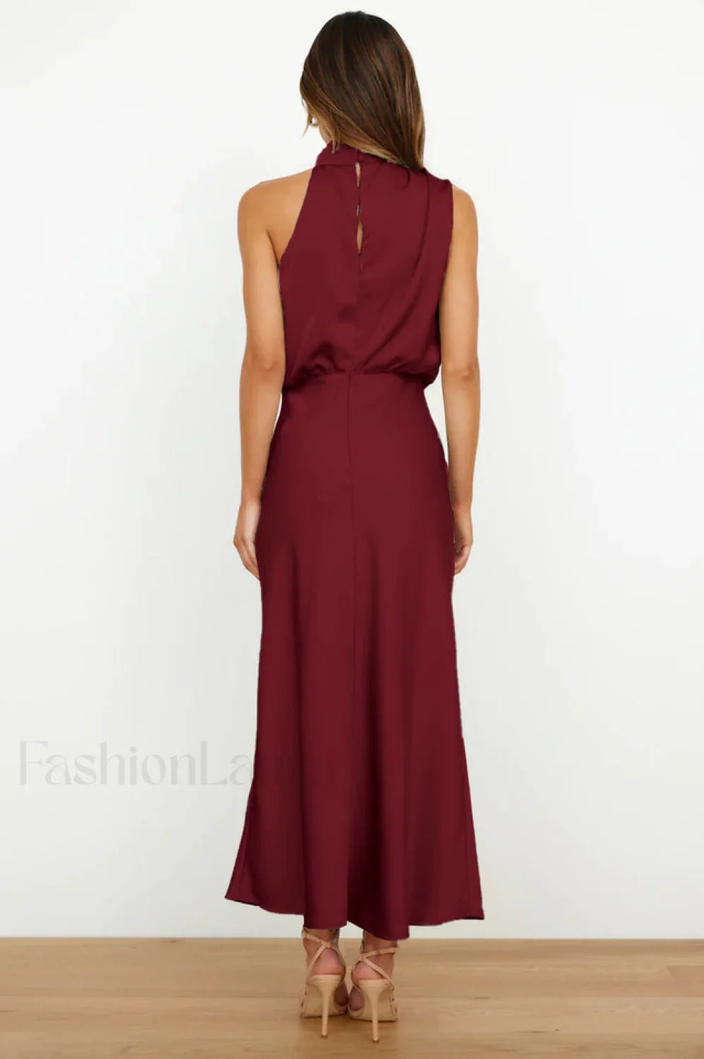 Halter Sleeveless Stylish Satin Bridesmaid Dress