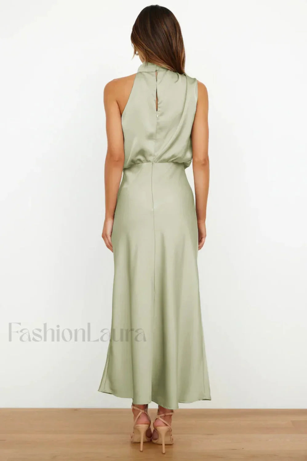 Halter Sleeveless Stylish Satin Bridesmaid Dress