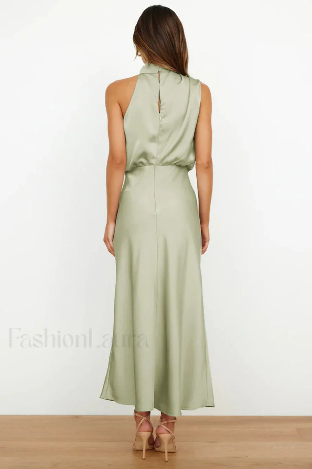 Halter Sleeveless Stylish Satin Bridesmaid Dress