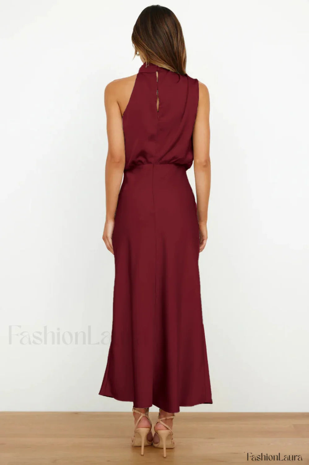 Halter Sleeveless Stylish Satin Bridesmaid Dress