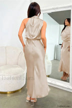 Halter Sleeveless Stylish Satin Bridesmaid Dress