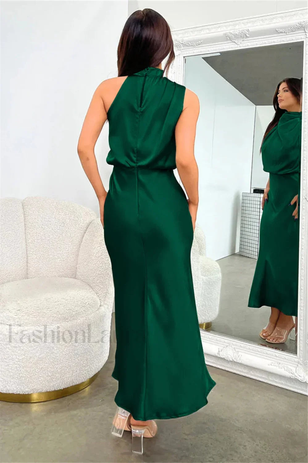 Halter Sleeveless Stylish Satin Bridesmaid Dress
