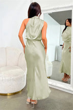 Halter Sleeveless Stylish Satin Bridesmaid Dress