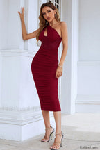 Hanma One Shoulder Charming Pencil Midi Dress