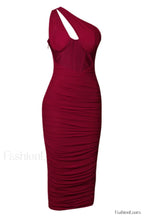 Hanma One Shoulder Charming Pencil Midi Dress