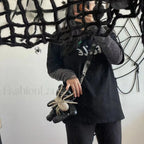 Harajuku Leather Punk Y2K Spider Bone Little Bear Pin Gothic Lolita Crossbody Black / one size
