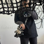 Harajuku Leather Punk Y2K Spider Bone Little Bear Pin Gothic Lolita Crossbody Black / one size